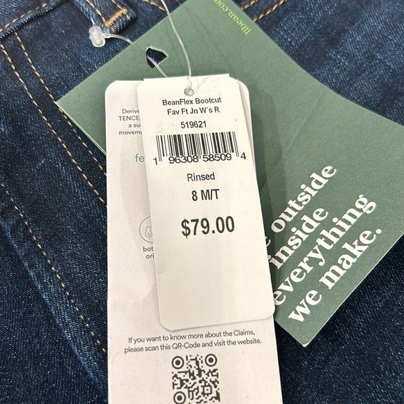 LL Bean Women's BeanFlex® Jeans Mid-Rise Bootcut Rinsed 8 M/T NWT - Picture 9 of 16